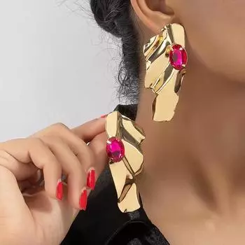 Модные серьги с подвесками из циркона для женщин красный