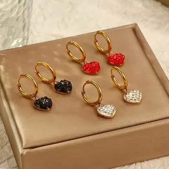 Модные серьги с подвеской Love Sticky Diamond Round из нержавеющей стали, женские универсальные простые серьги 18K