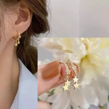 Модные серьги с пятиконечной звездой и цирконием со стразами, новый модный дизайн и изысканные серьги для вечеринок