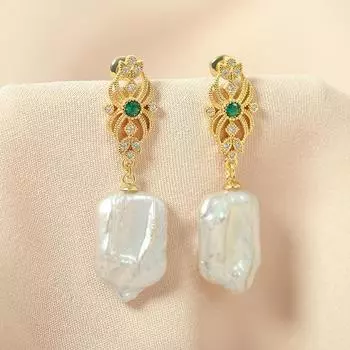 Модные серьги с пресноводным жемчугом для женщин. Новый модный стильный дизайн. Серьги Sense. 4.6cm