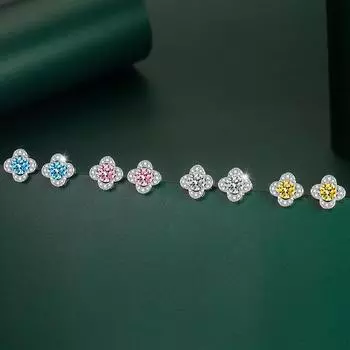 Модные серьги с желтым бриллиантом в виде четырехлистного клевера, роскошные серьги с розовыми бриллиантами, женские высококлассные серьги-подарки белый