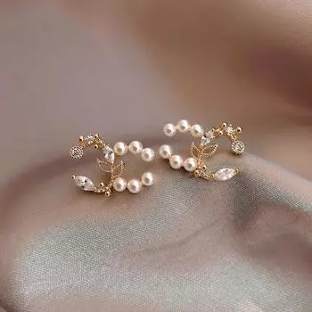 Модные серьги с жемчугом Double C, фея, милые серьги из серебра 925 пробы с иглами для женщин, роскошные ювелирные изделия, оптовая продажа