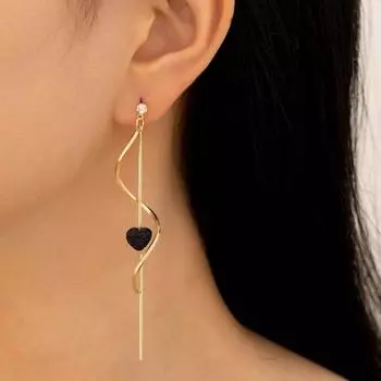 Модные серьги-сердечки из циркона для женщин чёрный