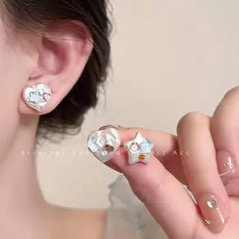 «Модные серьги-сердечки из серебра 925 пробы»: Простой, свежий и универсальный стиль. A1878 серебряный