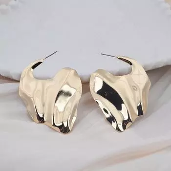 Модные серьги-сердечки неправильной формы для женщин, золотые, серебряные металлические серьги, минималистичные индивидуальные украшения для ушей, подарок золотой