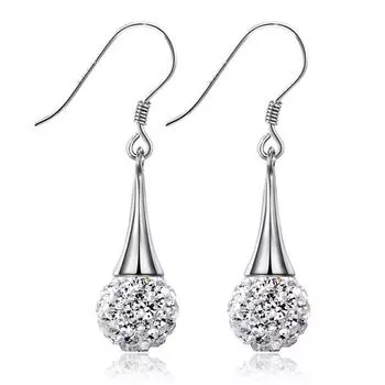 Модные серьги-шарики Super Flash Shambhala Full Water Diamond, женственные посеребренные серьги, аксессуары для ушей