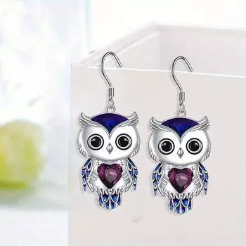 Модные серьги-совы из сплава, мультяшные милые, новый нишевый дизайн, милый питомец, креативная личность, универсальные, изысканный подарок синий