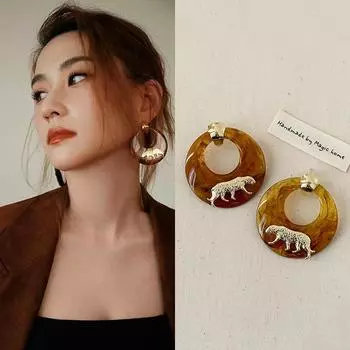 Модные серьги-тигры для женщин класса люкс золотой