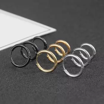 Модные серьги унисекс из титановой стали - корейский простой дизайн из нержавеющей стали, диаметр 2,5 см 2.5X12 (one) 707EH