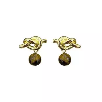 Модные серьги-узлы с тигровым глазом для женщин с легким роскошным дизайном высокого класса, серьги-гвоздики