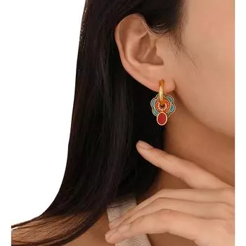 Модные серьги в стиле ретро, универсальные эмалированные серьги-капли, серьги с пряжками для ушей, серьги высокого класса с нишевым дизайном зелёный