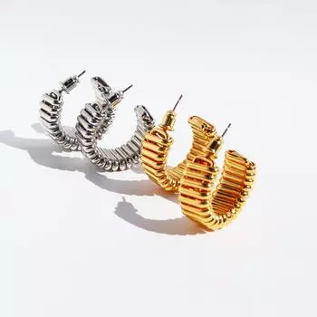 Модные серьги Wave Spiral Wide Version, серьги-гвоздики Cold Wind Exaggerated C-образной формы 345 золотой