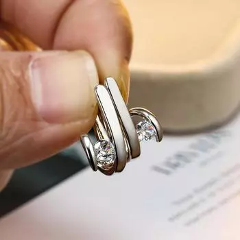 Модные серьги золотого цвета с геометрическим рисунком для женщин, белые циркониевые серьги для свадебной вечеринки, зажимы для ушей невесты, ювелирные изделия на день Святого Валентина белый