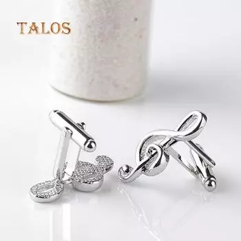 Модные серебристые цветные позолоченные нотные рубашки, запонки, мужские ювелирные изделия, запонки, подарок