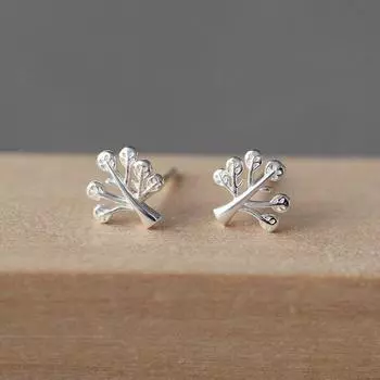 Модные серебряные гипоаллергенные серьги-гвоздики в форме листьев дерева для женщин, подарочные украшения Pendientes Mujer Female Eh649