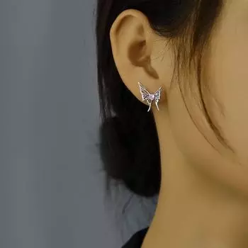 Модные серебряные полые серьги-бабочки простые розовые серьги-цирконы с любовью женские украшения подарки на вечеринку