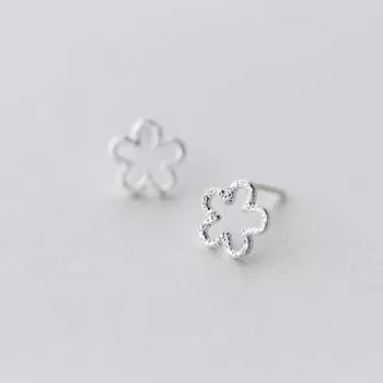 Модные серебряные серьги-гвоздики с цветком для женщин, школьниц, вечеринок, гипоаллергенные украшения для женщин, ушные подвески A076