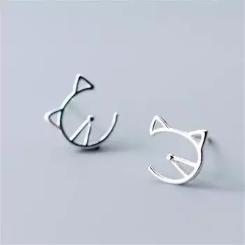 Модные серебряные серьги-гвоздики в виде милых кошек для женщин и девушек, свадебные персонализированные гипоаллергенные ювелирные изделия Bijoux EH821
