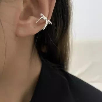 Модные серебряные серьги-клипсы с бантом для ушей, женские серьги-банты из ленты, праздничные вечеринки, изысканные подарки как