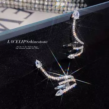 Модные серебряные серьги-клипсы с цирконием, ювелирные изделия, серьги со змеей и кристаллами для женщин и девочек, подарок Brincos Pendientes