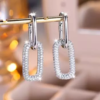 Модные серебряные серьги-кольца овального круга с инкрустацией цирконом для женщин, роскошные минималистичные свадебные украшения серебряный