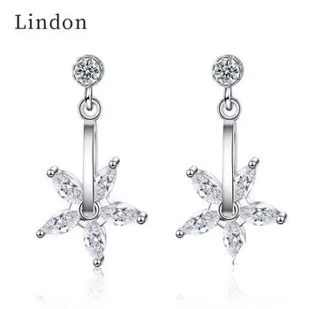 Модные серебряные серьги Lindon с пятью лепестками в форме цветка, серьги-капли с цирконом и драгоценными камнями для женщин, свадебные украшения, подарок