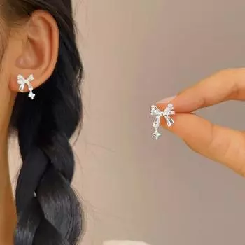 Модные серебряные серьги-подвески в виде бантов, серьги-звезды, подходящие для женской свадебной вечеринки, ювелирные украшения