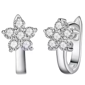 Модные серебряные серьги с бриллиантами Snow Snow Earrot