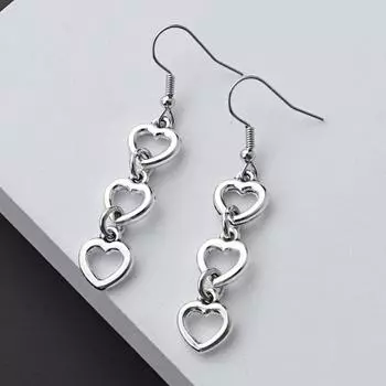 Модные серебряные серьги с подвесками в форме сердца, подвесные серьги от сердца к сердцу, висячие серьги для женщин, ювелирные изделия для свадебной вечеринки, подарки