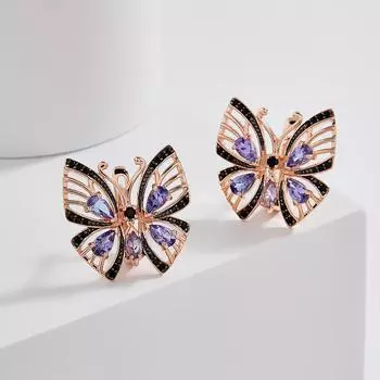 Модные серебряные серьги с застежкой в стиле бабочки, натуральный драгоценный камень танзанит, роскошные ювелирные изделия для женщин, подарки на свадьбу, букеты и вечеринки синий