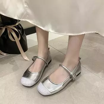 Модные серебряные туфли на плоской подошве для женщин, новые летние туфли Мэри Джейн 35 серебряный