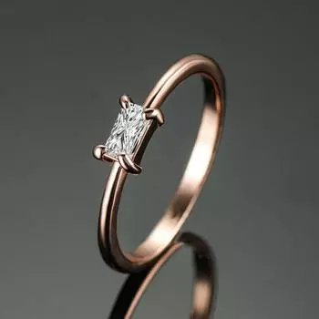 Модные серебряные/желтые/розовые золотые кольца прямоугольной огранки с белым камнем, свадебные кольца принцессы с когтями, размер 6-10 6