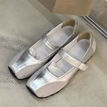 Модные серебряные женские балетки с квадратным носком Мэри Джейн женские ленивые мокасины ретро лоскутные эспадрильи кроссовки одинарные туфли 35 серебряный