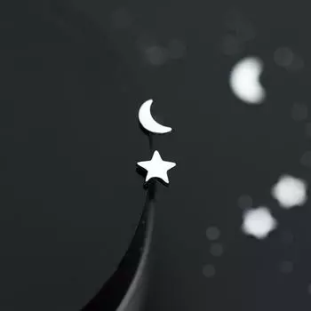 Модные серебряные женские милые серьги-гвоздики со звездами и луной для школьниц, свадебные украшения для дочери Eh271