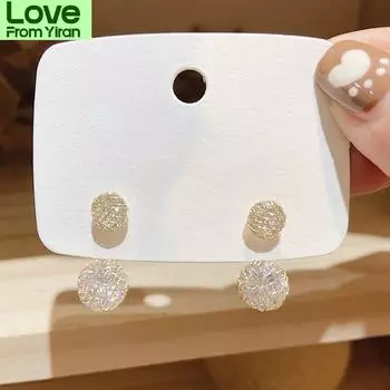 Модные сетчатые циркониевые серьги-гвоздики спереди и сзади для женщин в корейском стиле, нежные простые серьги, бижутерия оптом
