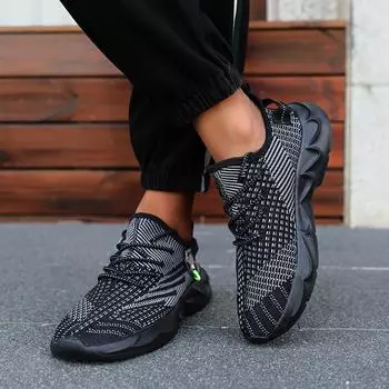 Модные сетчатые дышащие кроссовки для бега на открытом воздухе для мужчин, противоскользящие, для ходьбы, кроссовки для бега, тенниса, Zapatos Hombre, большой размер 41 41 чёрный