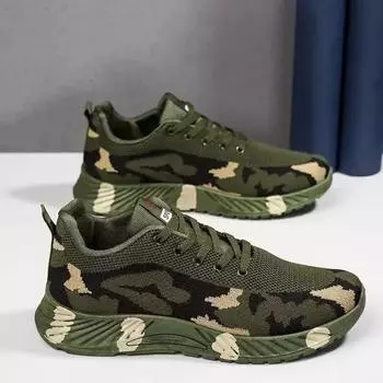 Модные сетчатые камуфляжные кроссовки мужские износостойкие повседневные туфли для мужчин нескользящие теннисные туфли для альпинизма на открытом воздухе рабочие туфли на плоской подошве теннис 36 камуфляжный