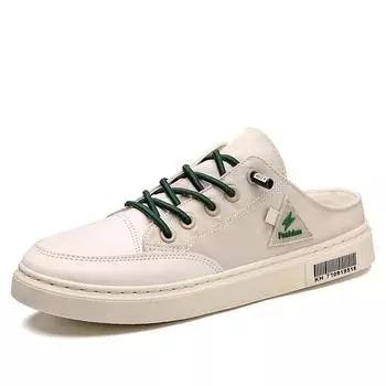 Модные сетчатые полутапочки Модные мужские парусиновые туфли Мужские трендовые сандалии Тапочки Баотоу Полутапочки с выемками Дышащая мужская обувь 39 чёрный