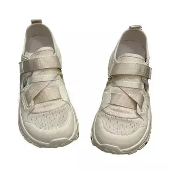 Модные сетчатые женские туфли на плоской подошве, спортивные повседневные трендовые летние сандалии 2024 года, дышащие кроссовки для бега на полой платформе для пешего туризма Mujer Zapatos 35 бежевый