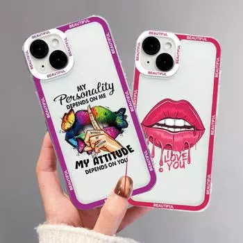 Модные сексуальные губы поцелуй бабочка прозрачные чехлы для телефонов iPhone 13 11 12 Pro Mini 7 8 14 Plus SE3 X XR XS Max мягкие чехлы Shell For iPhone 6 or 6S остановить