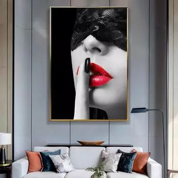 Модные сексуальные красные губы леди декоративные сексуальные девушки поцелуй меня принты холст картины для скандинавской гостиной украшения дома стены подарки 20x30cm