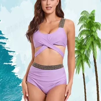 Модные сексуальные купальники с перекрестным разрезом, однотонные купальники, комплект бикини, купальный костюм, женский купальник S чёрный