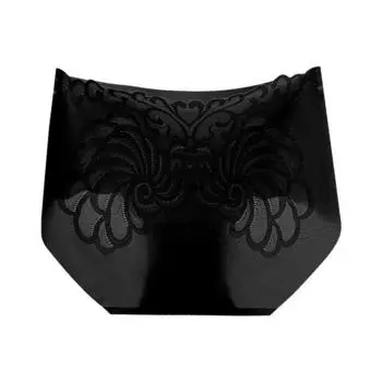 модные сексуальные полые кружевные женские трусики из ледяного шелка бесшовное дышащее нижнее белье удобное невидимое нижнее белье шорты больших размеров M бежевый