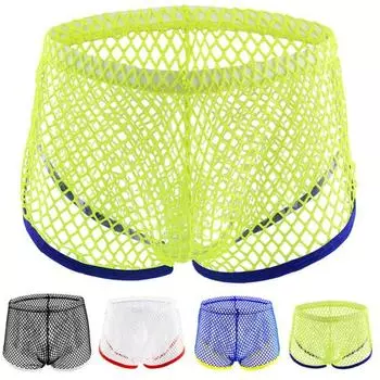 Модные сексуальные сетчатые прозрачные трусы-боксеры с низкой талией для мужчин, дышащие, нижнее белье L