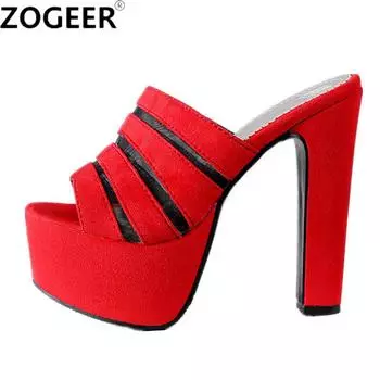 Модные сексуальные тапочки женские сандалии на очень высоком каблуке женские роскошные летние туфли-мюли на платформе женские красные черные туфли для вечеринок большого размера 34 серый