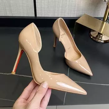 Модные сексуальные туфли на высоком каблуке с красной подошвой 8 см, женские туфли-шпильки с острым носком, профессиональные лакированные сексуальные туфли из лакированной кожи 40 чёрный