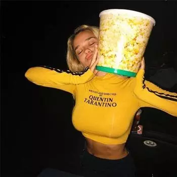 Модные сексуальные укороченные топы Quentin Tarantino, женские водолазки с длинными рукавами в полоску по бокам, хлопковая трикотажная короткая футболка для женщин S жёлтый