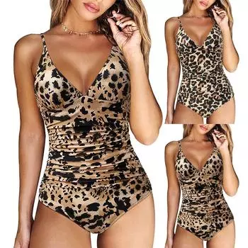 Модные сексуальные женщины с V-образным вырезом Цельные купальники Купальники Холтер Купальный костюм L хаки