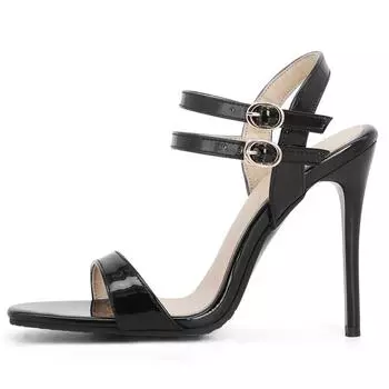 Модные сексуальные женские босоножки на высоком каблуке, летняя обувь для женщин, сексуальные черные и красные шлепанцы, женские туфли для вечеринок и танцев, свадебные туфли, большой размер 34 чёрный