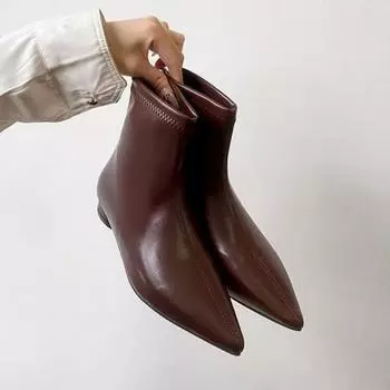 Модные сексуальные женские ботильоны из кожи с острым носком, дизайнерские осенне-зимние ботинки большого размера 35-43 на платформе для женщин 35